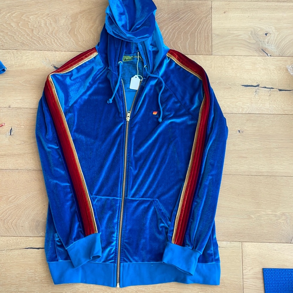 Aviator Nation velvet zip hoodie NWT XL